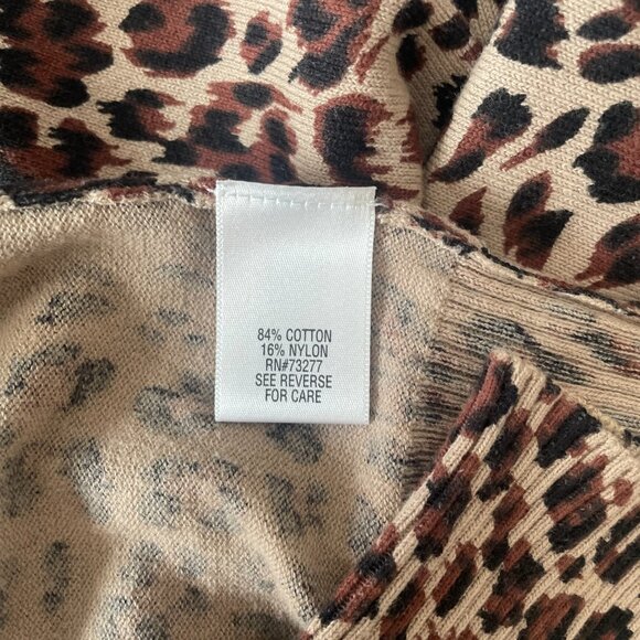 Women's Apt 9 Size M Cardigan Sweater Leopard Print Long Sleeve 84% Soft Cotton - Picture 9 of 9